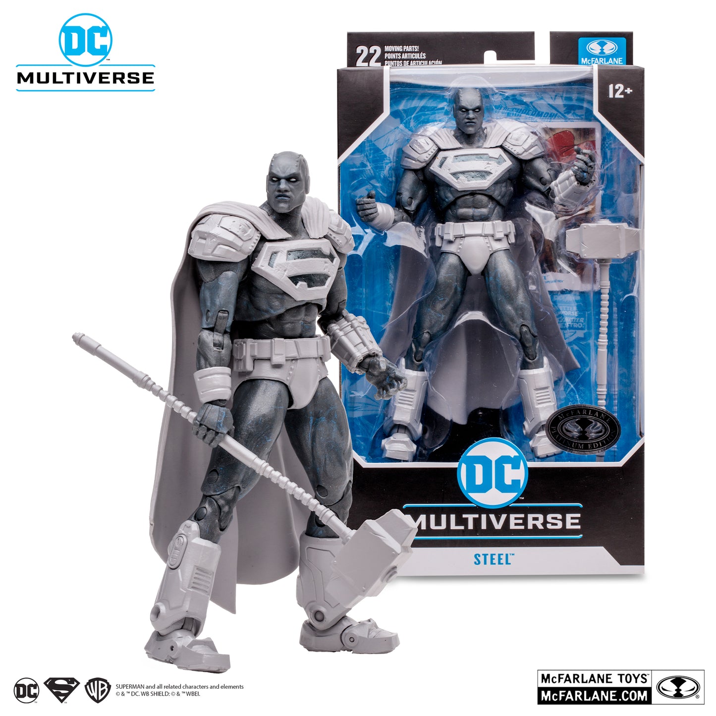 DC Mc Farlane STEEL - Superman - Reign of the Superman Platinum