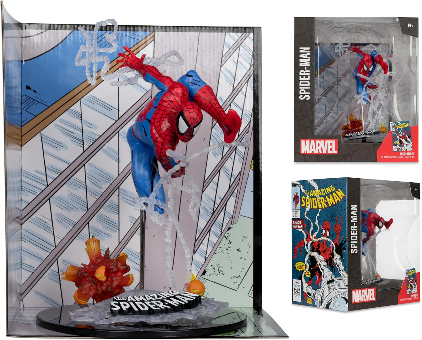 McFarlane Toys - Marvel Spider-Man 1:10th Scale Collectible with Scene (The Amazing Spider-Man #302)