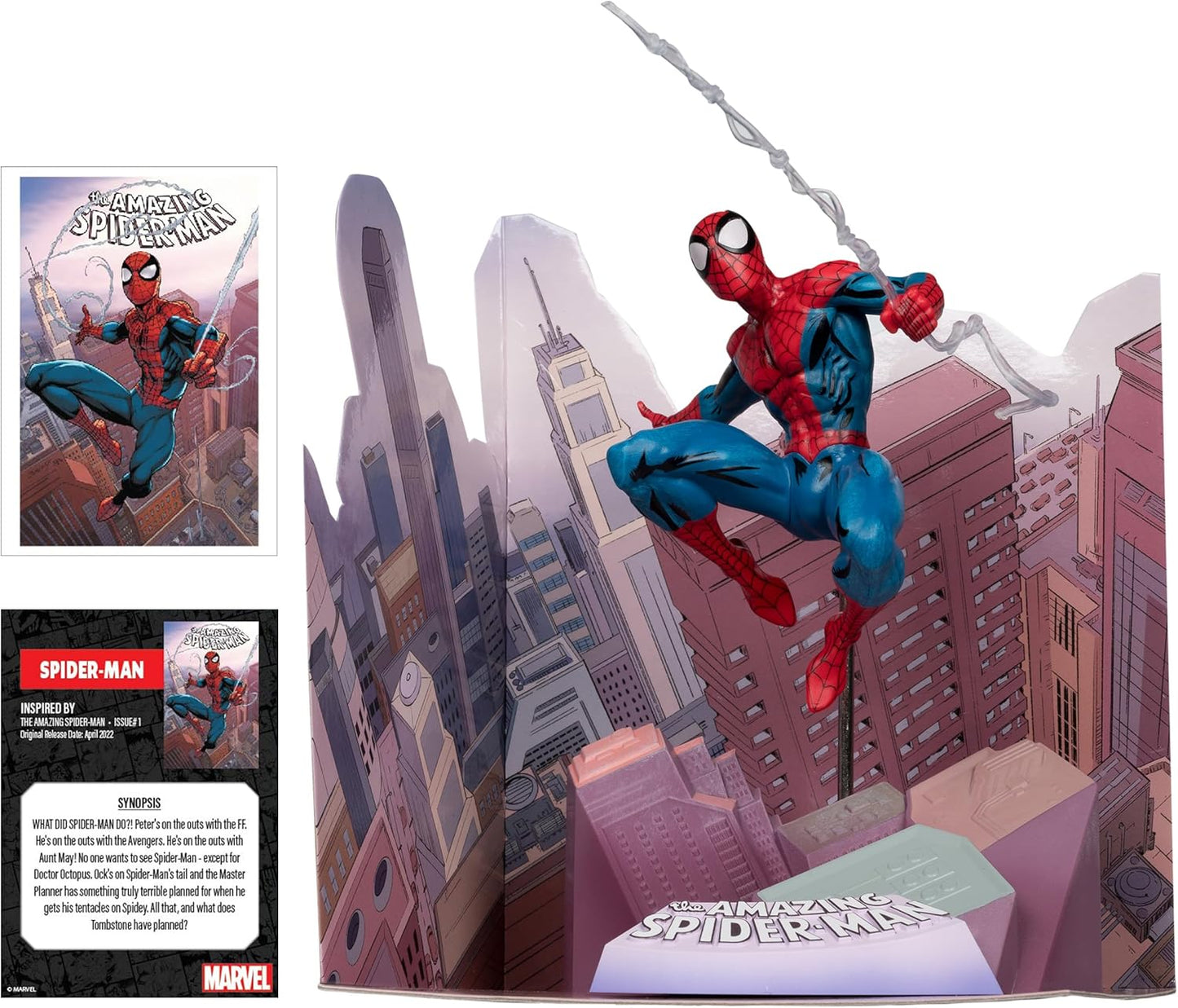 McFarlane Toys Marvel Spider-Man 1:10th Scale Collectible with Scene (The Amazing Spider-Man #1)