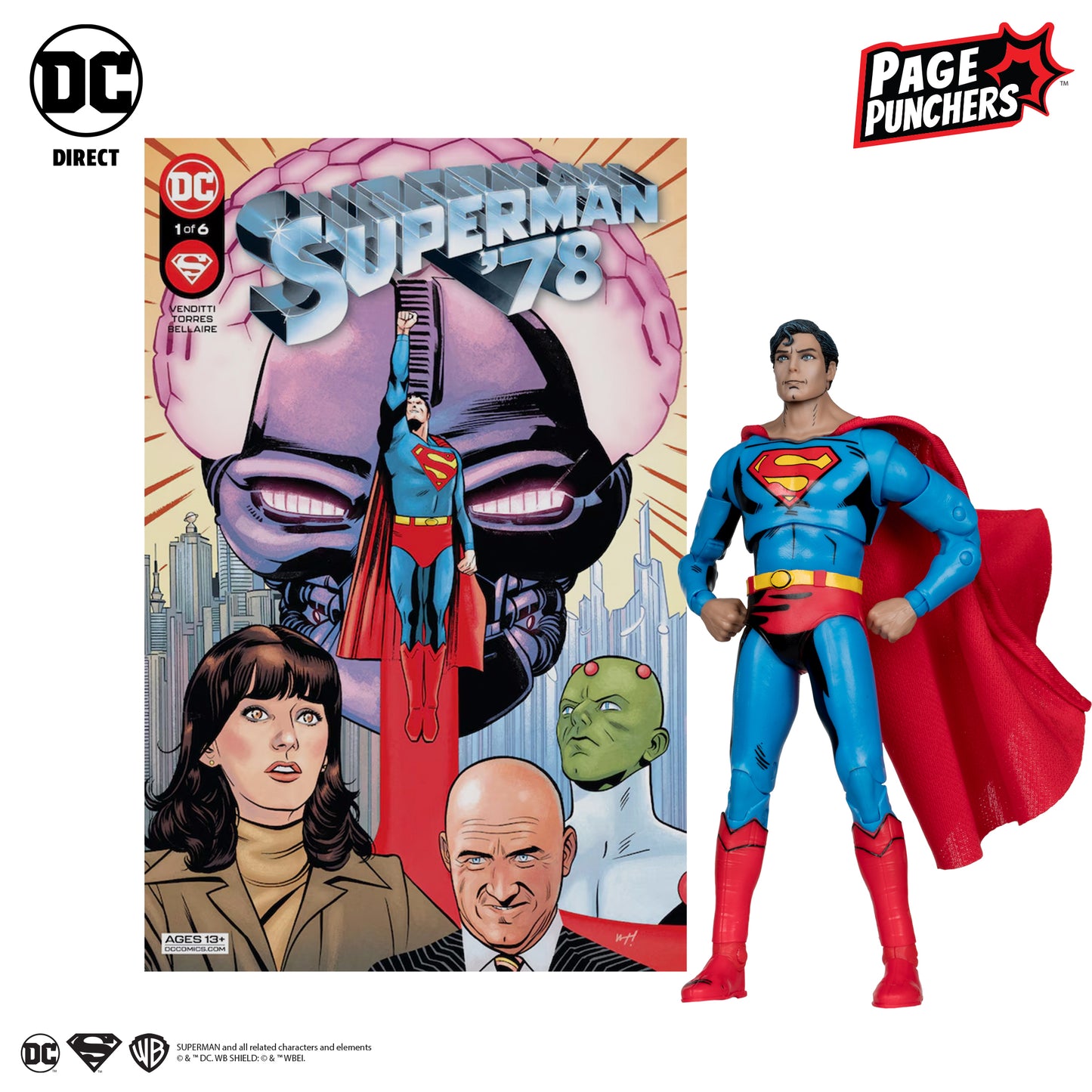 McFarlane Toys - DC Direct Page Punchers Superman (Superman '78) 7in Figure with Comic