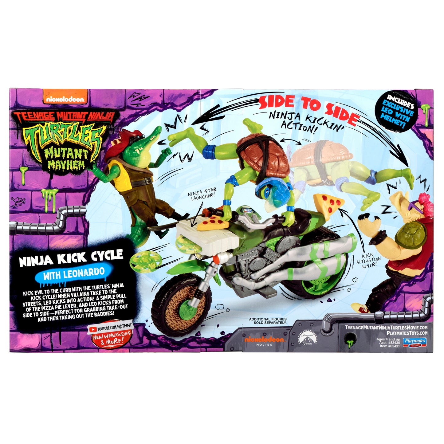 Teenage Mutant Ninja Turtles: Mutant Mayhem Ninja Kick Cycle with Exclusive Leonardo Figure