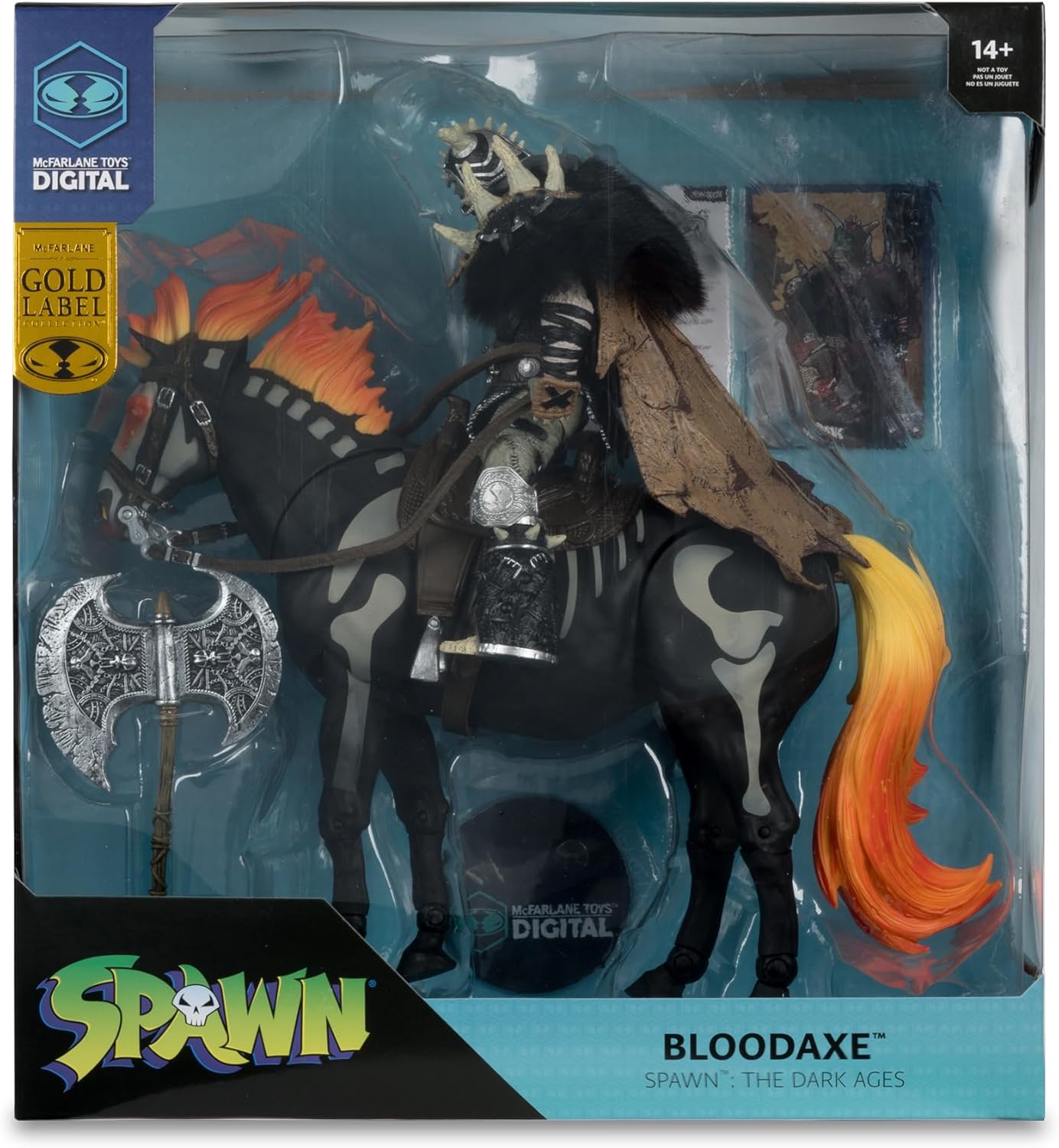 Bloodaxe with Horse (Spawn: The Dark Ages) Gold Label 7in Action Figure 2 Pack with McFarlane Toys Digital Collectible