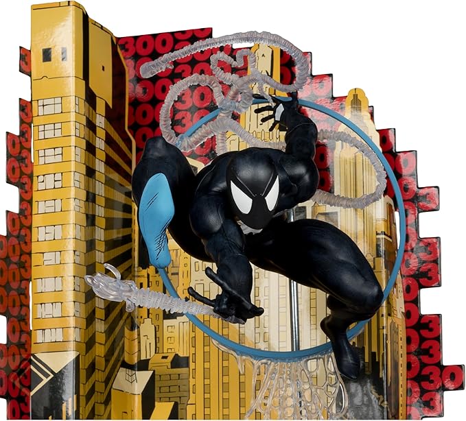 Marvel Spider-Man (Symbiote Suit) 1:6th Scale Collectible with Scene & Comic (Based on The Amazing Spider-Man #300) McFarlane Toys
