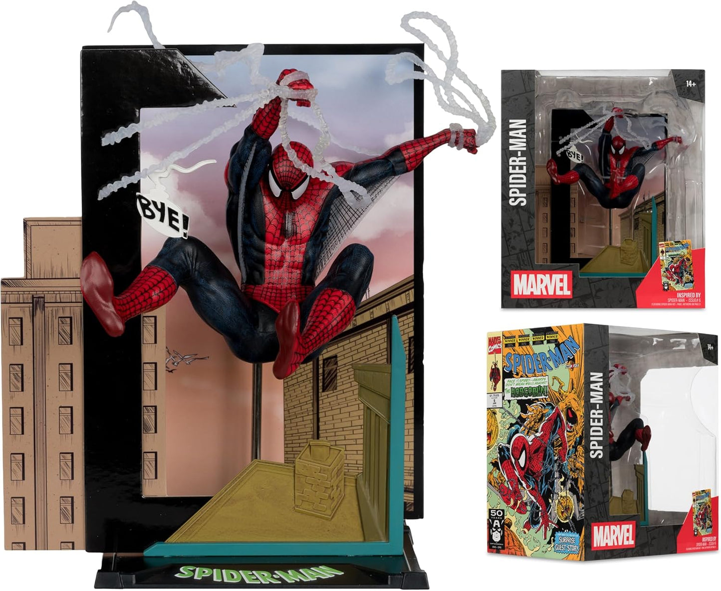 McFarlane Toys- Marvel Spider-Man (Spider-Man #6) 1:10th Scale Collectible with Scene