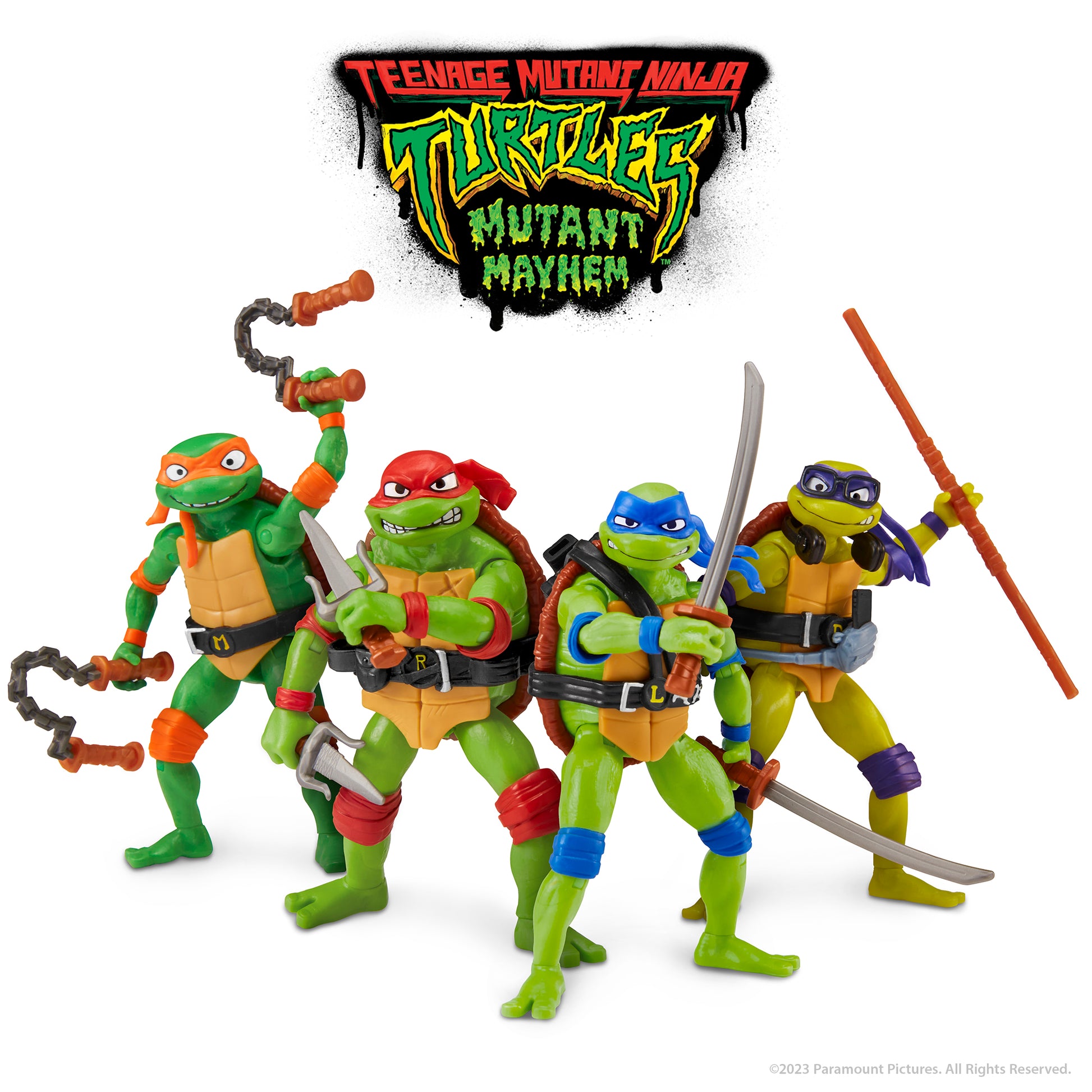 Teenage Mutant Ninja Turtles: Mutant Mayhem Basic Figure Turtle 4-Pack  Bundle by Playmates Toys
