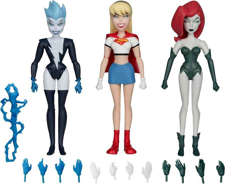 DC The New Batman Adventure Poison Ivy, Live Wire and Supergirl (Girls' Night Out) 3-Pack 6 Inch Scale Action Figure