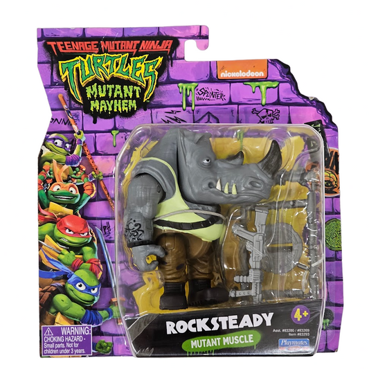 Teenage Mutant Ninja Turtles Mutant Mayhem Rocksteady Action Figure, Gray