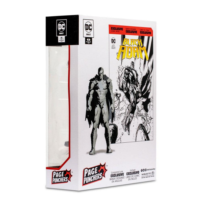 DC Direct Page Punchers Black Adam (Line Art Variant) 7" Figure and Comic Book Figurine